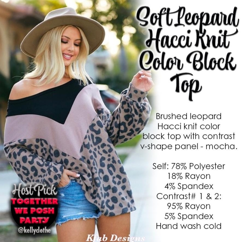 Soft Leopard Hacci Knit Color Block Top HOST PICK
